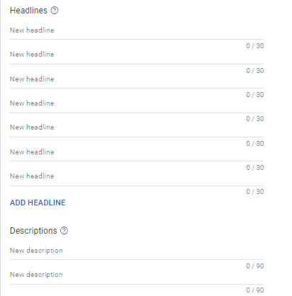 New responsive search ads with seven headlines and two descriptions